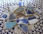 Blues Themed Vintage Ocean Tumbled Beach Sea Pottery Shards Mosaics Jewellery Newfoundland Shard Art