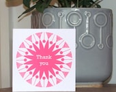 Thank you pink sunshine hand screen printed original card