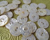 Pearl Vintage Buttons - 10 Mid Century Carved Mother of Pearl