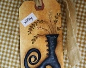 Halloween Primitive Folk Art Hangtag: Witch Boot Hand Painted