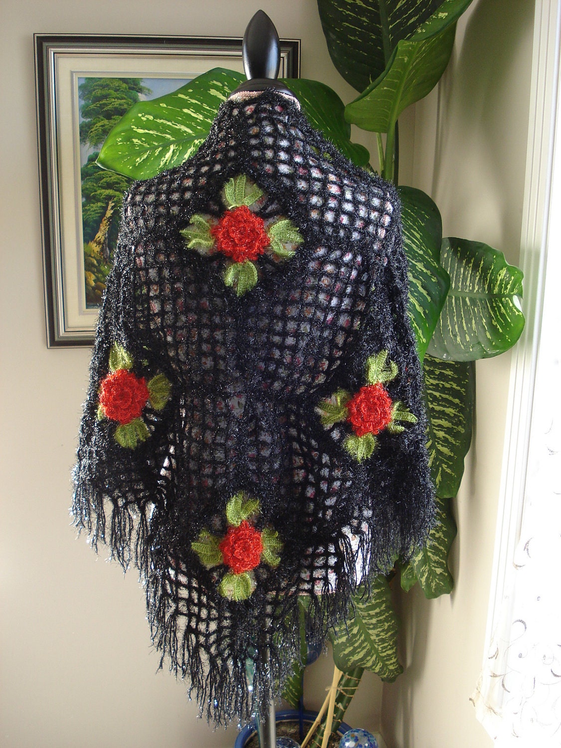 Ready to ship /Sparkle Shimmering Handmade Crochet Wedding Shawl/ Neckwarmer Wrap / Bridal Lace - All Seasons/ Your choice black or ivory