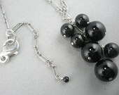 Black Onyx Ball Bead Jewelry, Long Necklace, Dangle, Sterling Silver Chain, Elegant Jewelry, Adjustable Length, Handmade Jewelry
