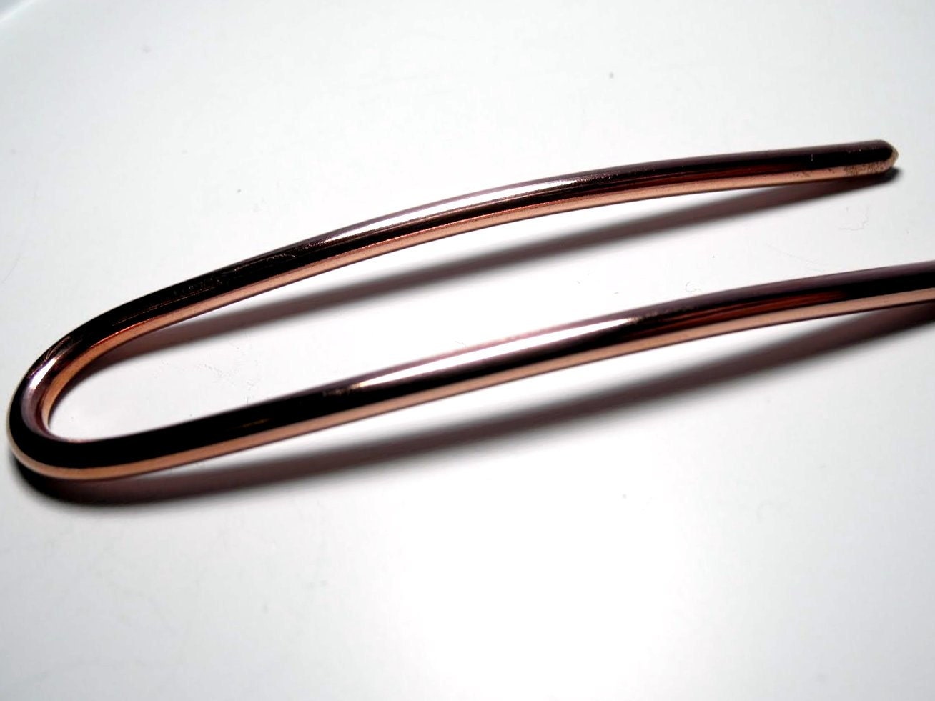 Metal Hair Fork Smooth Slim - Copper hair pin, hair stick