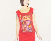 Star Wars Dress - Reconstructed Upcycled Red and Houndstooth T-Shirt  - Made to Order in XS to XL