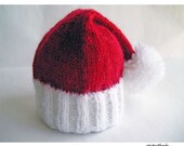 Adult Santa Hat, Hand Knit Photo Prop, Custom Size, Red White Elf Hat for Christmas