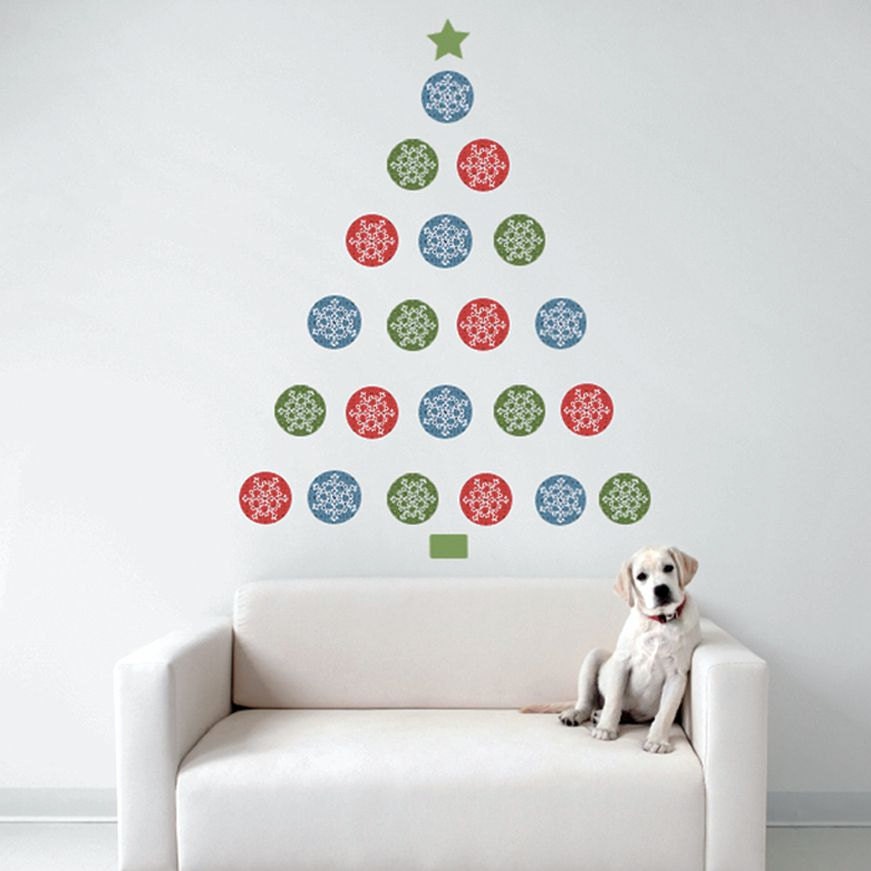 Christmas Tree Snowflake Dots Wall Decal