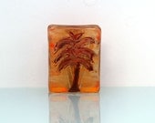 Fused Glass painted Toothpick Holder, orange landscape series.