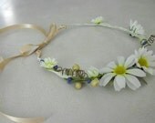 Hippie Bride hair accessories wedding Daisy headband flower power, bridal headpiece AmoreBride flower girl halo Circlet silk Flower Crown