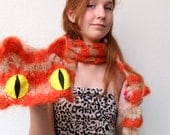 Orange Beige Tabby - A Cheshire Cat Scarf - Hand knit mohair lace
