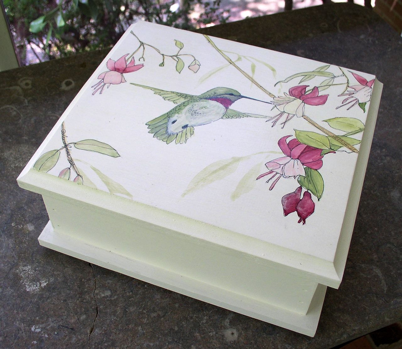 Painted Farmhouse Furniture Wooden Storage Box Cottage Shabby Chic Keepsake