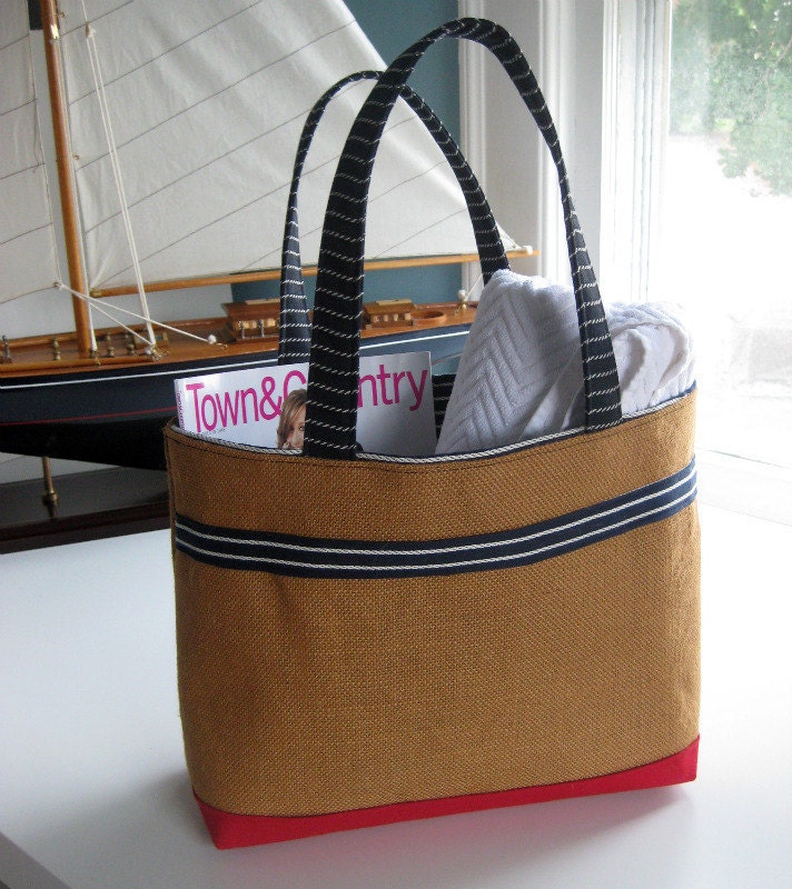 Burlap Tote Bag, Market Bag, Large, Beach - Customize Your Fabric