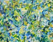 Nature's Symphony - 24x36 large original abstract impressionist painting horizontal wall art green
