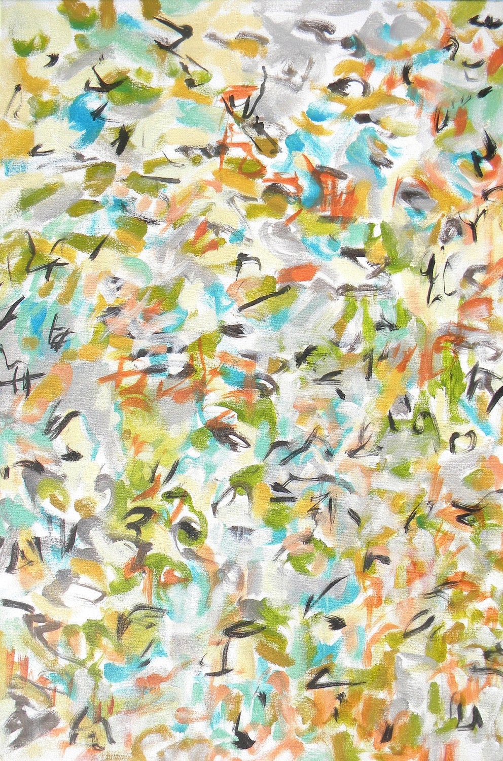 24x36 large original abstract painting vertical canvas wall art - Morning Meditation