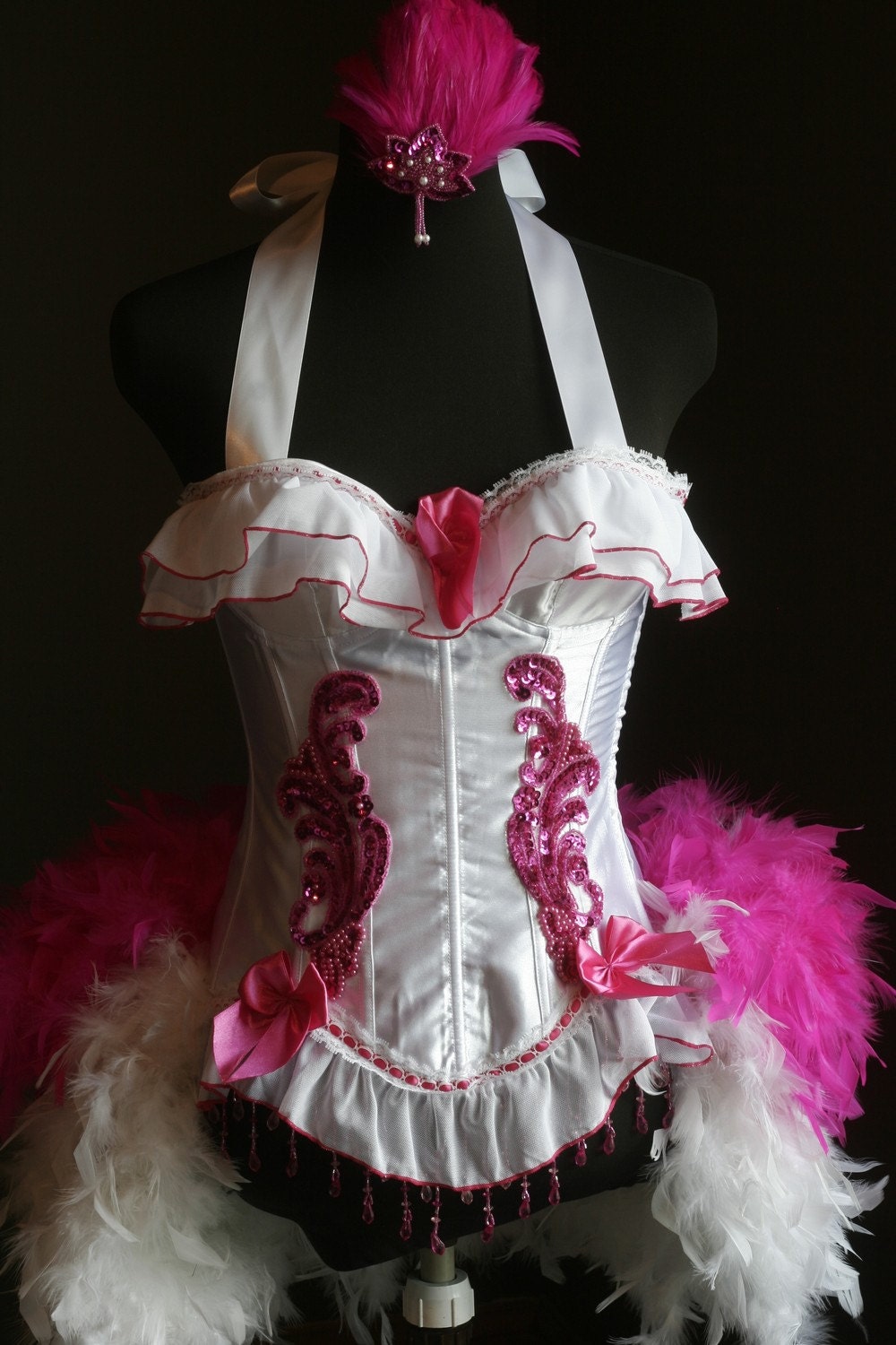 BABY DOLL - Pink Burlesque Corset Costume, showgirl outfit Adult pin up dress