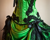 GREEN GYPSY - Steampunk Green Black Burlesque Corset Costume Halloween Prom Party Dress - olgaitaly