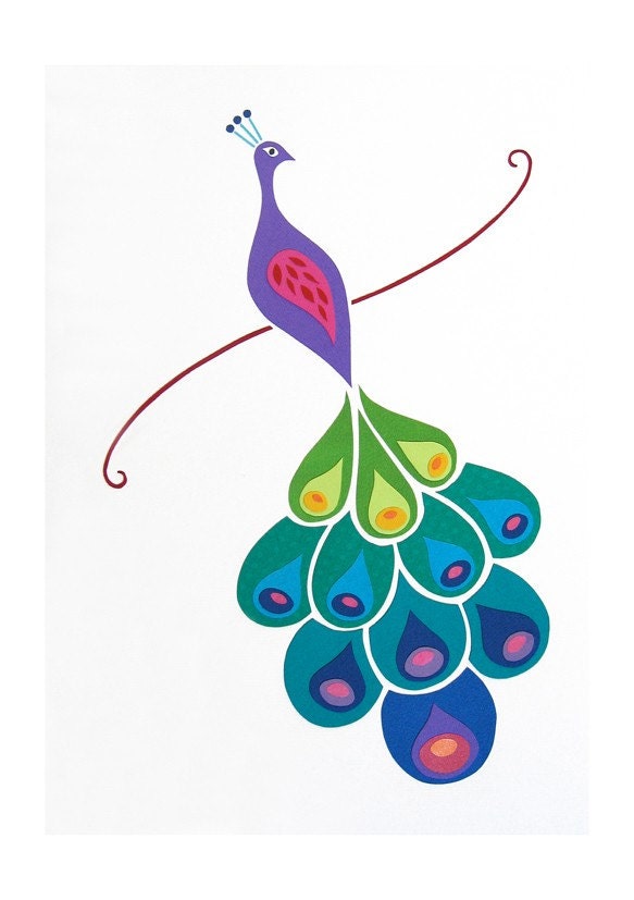 The Paper Peacock 5 X 7 - giclee art print