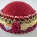 Art Deco, Flapper Hat Style Pincushion, Hat Pin Stand, Jewelry Display, Stick Pins, Pinkeep. Maroon Rosette