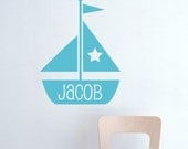 Personalized Sailboat Vinyl Wall Decal First Name Stickers Art Wall Words SMALL - item 110