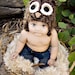 2T-4T brown fuzzy owl hat with earflaps