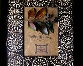 custom flower-circle  frame, ooak wood burning housewares, emblazoned, brown and white abstracted style, burnedfurniture