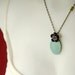 Vintage Inspired Verdigris Locket and Cherry Blossom Necklace - Lavender Verdigris