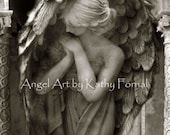 Angel Art Photography, Angel In Prayer, Guardian Angel Art, Dreamy Peaceful Ethereal Fine Art Photography 8" x 12"