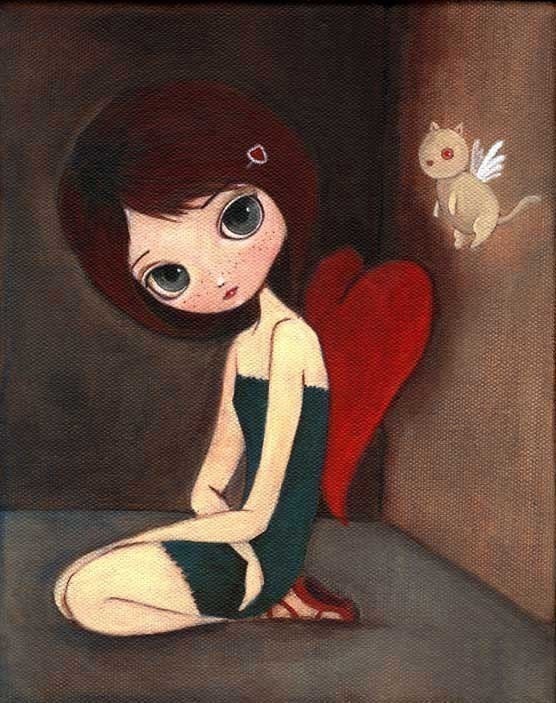 Girl Art Print, Big Eyed Girl Art, Girls Room Art, Cute, Poster,Whimsical Art, Children's Art, Art Print - You Gave Me Wings 8x10 Print