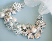Bridal Statement Necklace, 1920s Pearl Necklace,  Gatsby Necklace, Bib Necklace,  Vintage Style Necklace - BIJOU