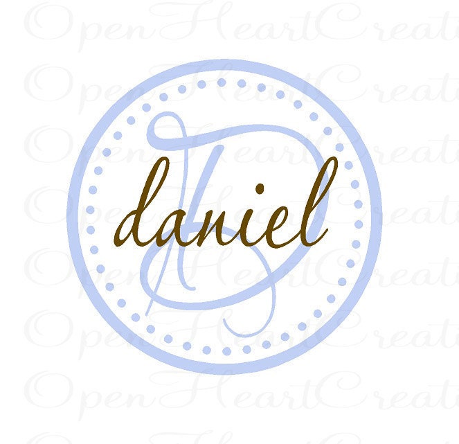 Initial and Name Wall Decal - Circle with Polka Dots - Modern Monogram Vinyl Wall Decal 22" FN0246