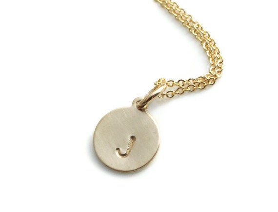 Items similar to tiny letter initial gold necklace - personalized A - Z ...
