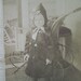 RESERVED----Baby in Great Coat with Pointy Hood and Baby Buggy - Sepia Real Photo Postcard - early 1900's