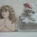 2 Sweet Little Girls - Praying Girl - Antique Die Cut Scrap Lot - 1800's