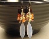 citrus clusters // grade aa  chalcedony sunstone garnet citrine rondelle earrings. // january november birthstone // sassy bridal fun