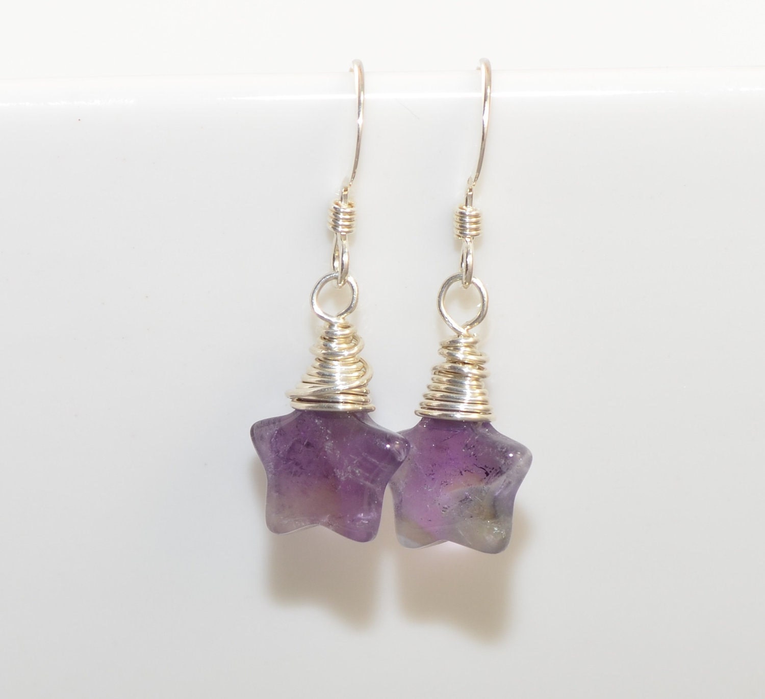divine. super cute amethyst star earring // bridal flower girl jewelry // february birthstone