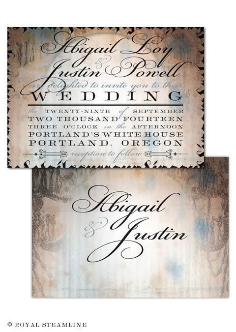 A Wedding in Bohemia -  Vintage Wedding Invitation Sample