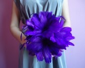 Weddings bridesmaids bouquet purple feathers by eeek