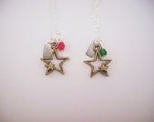 Set of two best friend necklaces. Star necklace. Mixed metal, gold, silver. Custom Czech glass bead. Full of awesome.