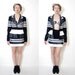 Vintage jacket and skirt set / black and white Romeo pour Juliette suit / size S-M