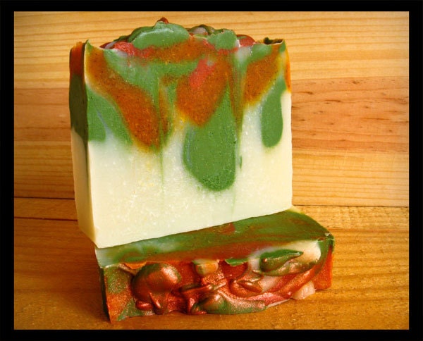 ON SALE - Copper Hills Olive Oil Soap -- green, rust & ivory soap -- For Men -- Shea Butter Handmade Soap