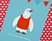 Cool Sweater Penguin Birthday Card