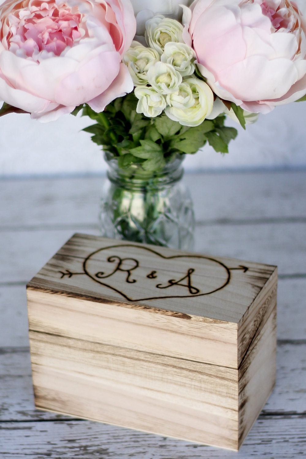 Personalized Recipe Box Engraved Wood Custom Rustic Wedding