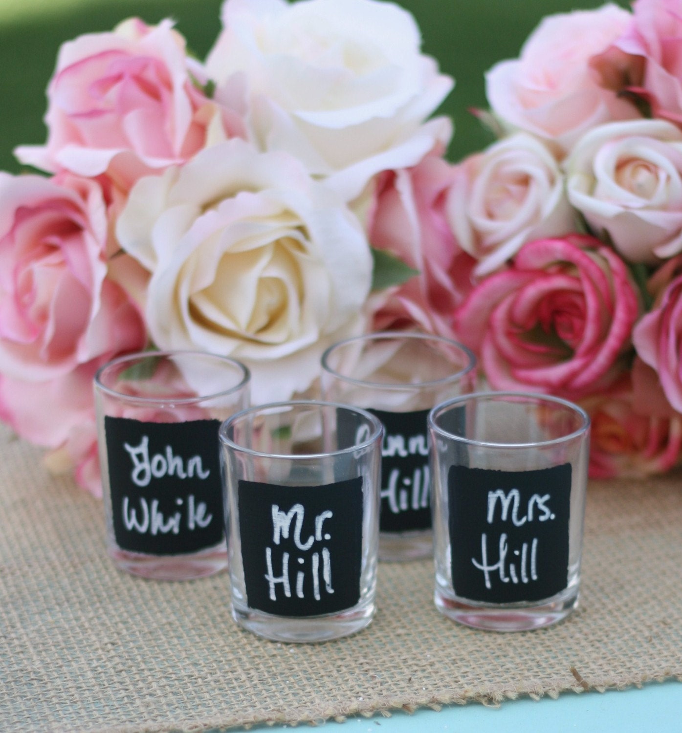 SET of 50 Wedding Place Name Escort Cards Votive Candles