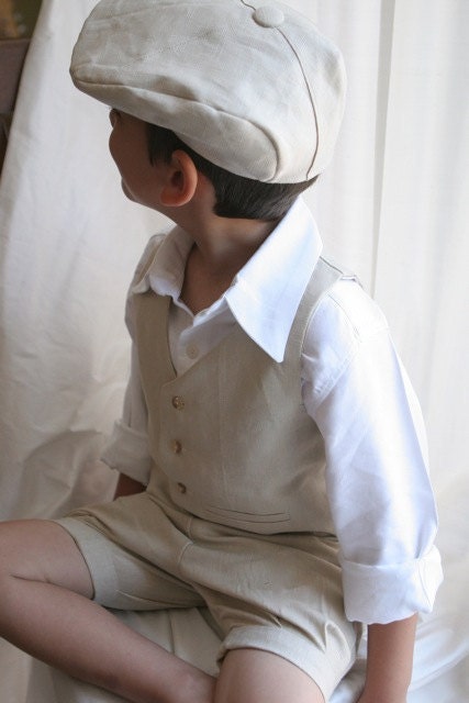 Boy's Vest, Knickers, and Hat for ring bearer baptism christening special occasion