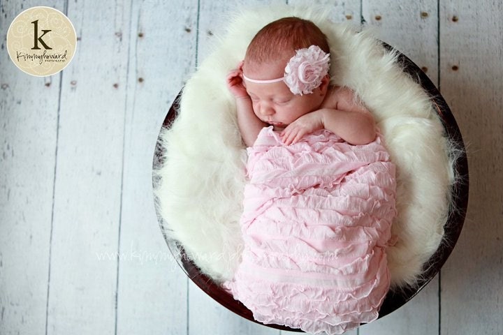 Newborn Wrap: Newborn Photo Prop, Stretch Wrap, Knit Wrap, Ruffle Wrap, Mini Blanket, Basket Stuffer, Basket Filler, Photography Prop Pink