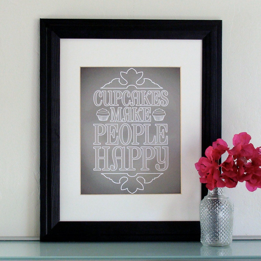 Cupcakes Make People Happy -  5x7 print