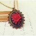Gothic Necklace Victorian Rose Cameo Ruby Red Flower, Wedding Bridal Bride Groom Noir Vampire Steam Punk Womens Gothic Jewellery Jewelry