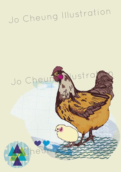 The Hen and the Chick A4 Print