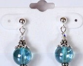 Aqua Aura Quartz SS Dangle Post Earrings - 10mm