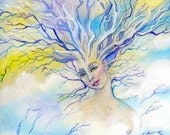 Tree Painting Goddess Art Original Acrylic on Canvas Tree Goddess Surreal