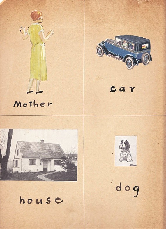 Homemade Flash Card vintage reading vocabulary by ArcaniumAntiques